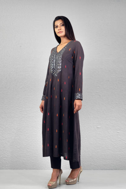 Grey abha haar yoke kurta