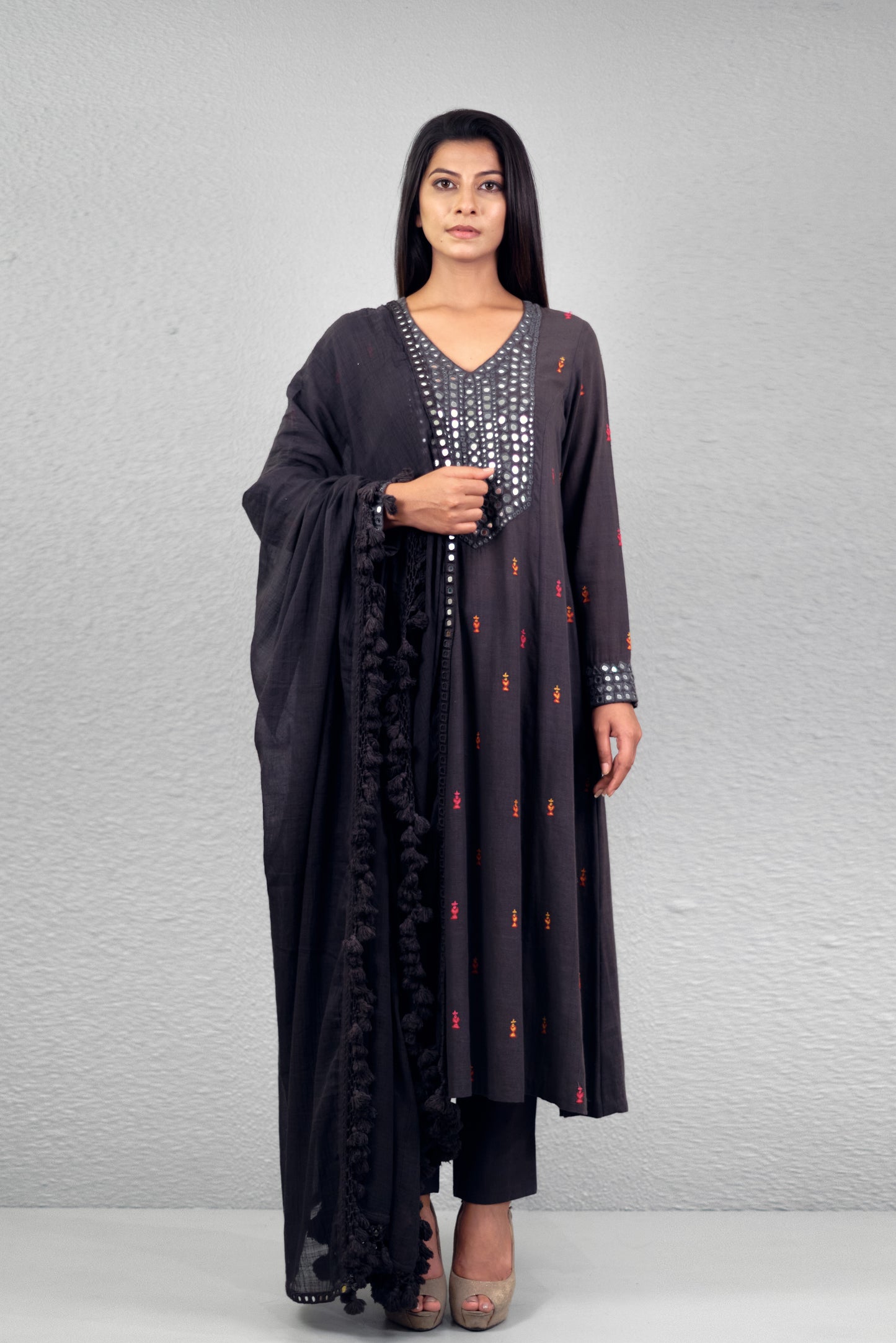 Grey abha haar yoke kurta