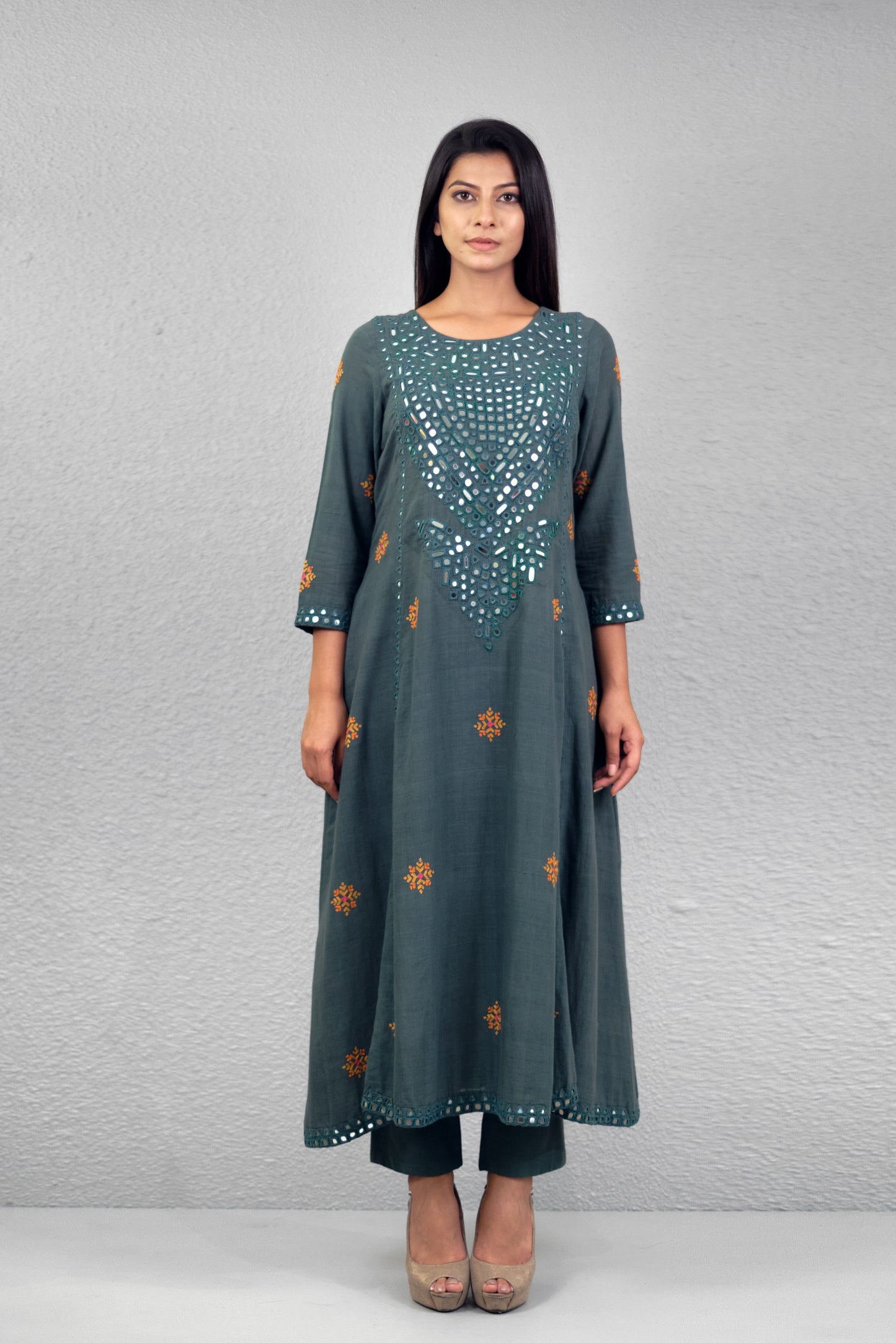 Sage Green Abha Kalash Yoke Kurta