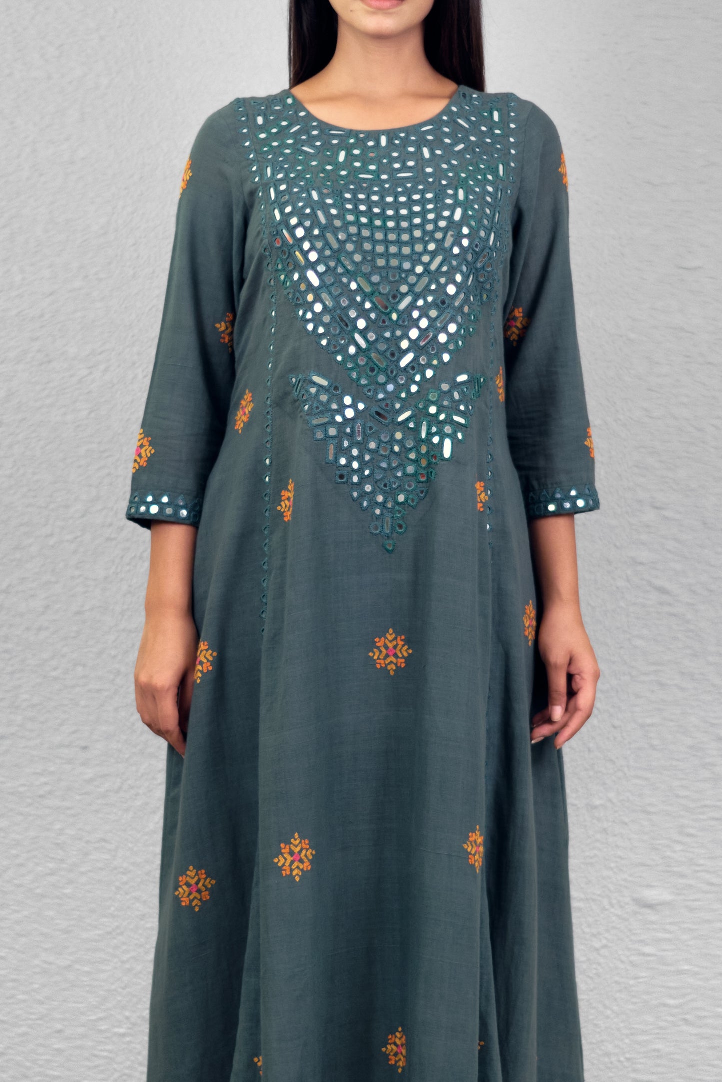Sage Green Abha Kalash Yoke Kurta