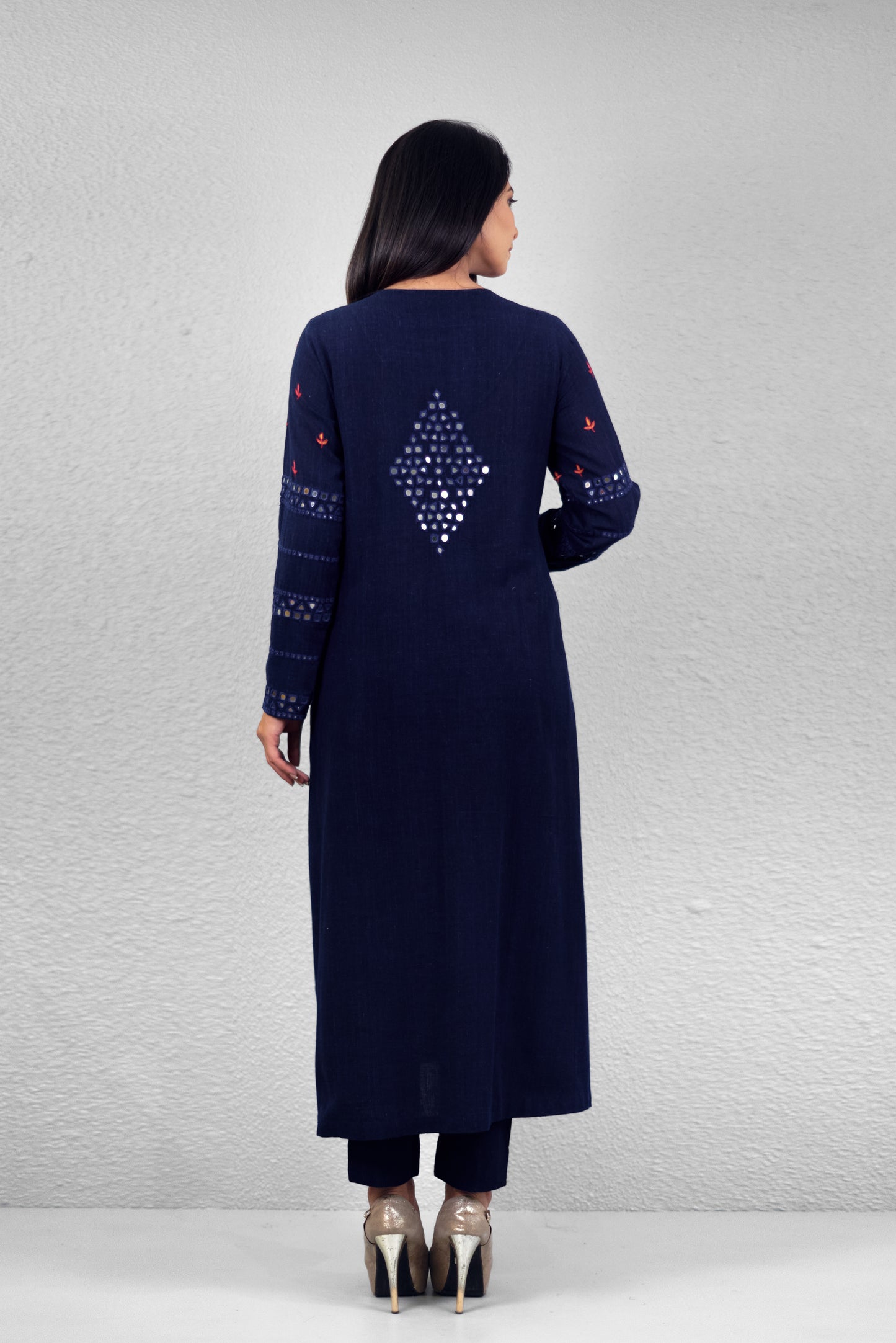 Indigo abha jali yoke kurta