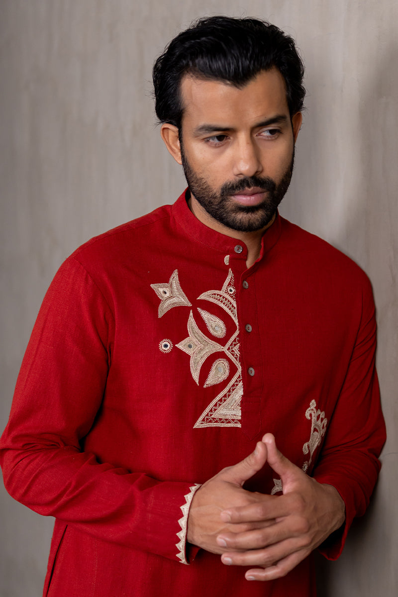 Hand Embroidered Ahir Buta Kurta