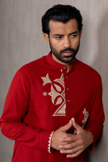 Hand Embroidered Ahir Buta Kurta