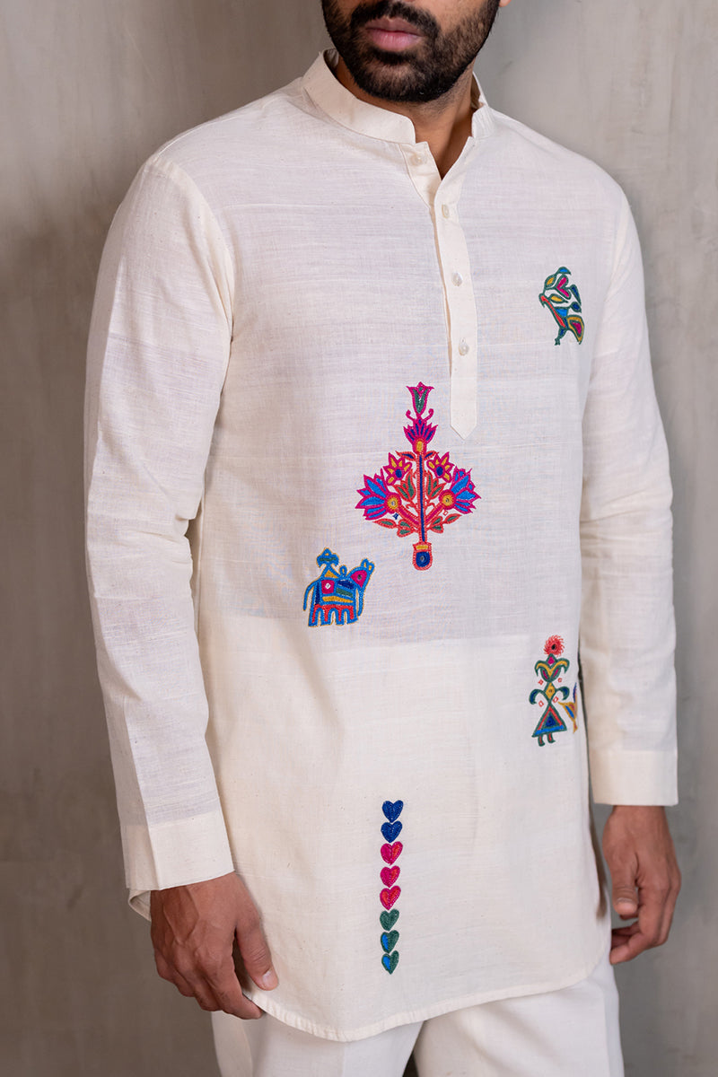 Ahir Hand Embroidered Short Kurta