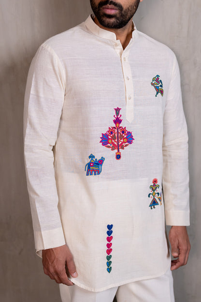 Ahir Hand Embroidered Short Kurta