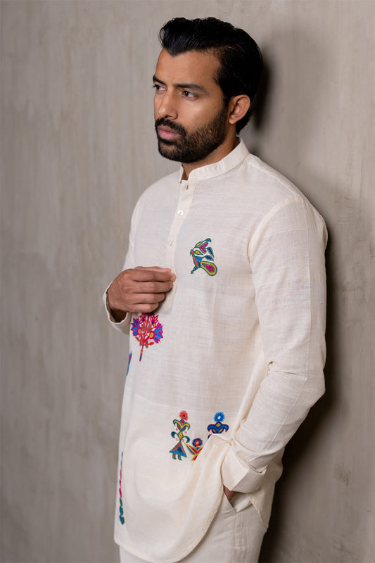 Ahir Hand Embroidered Short Kurta