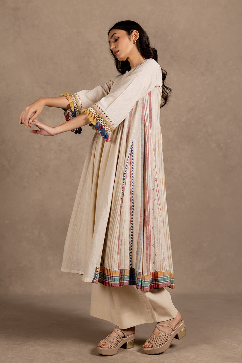 Kala Cotton Mirror Line Yoke Flared Tunic
