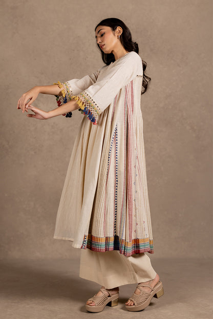 Kala Cotton Mirror Line Yoke Flared Tunic