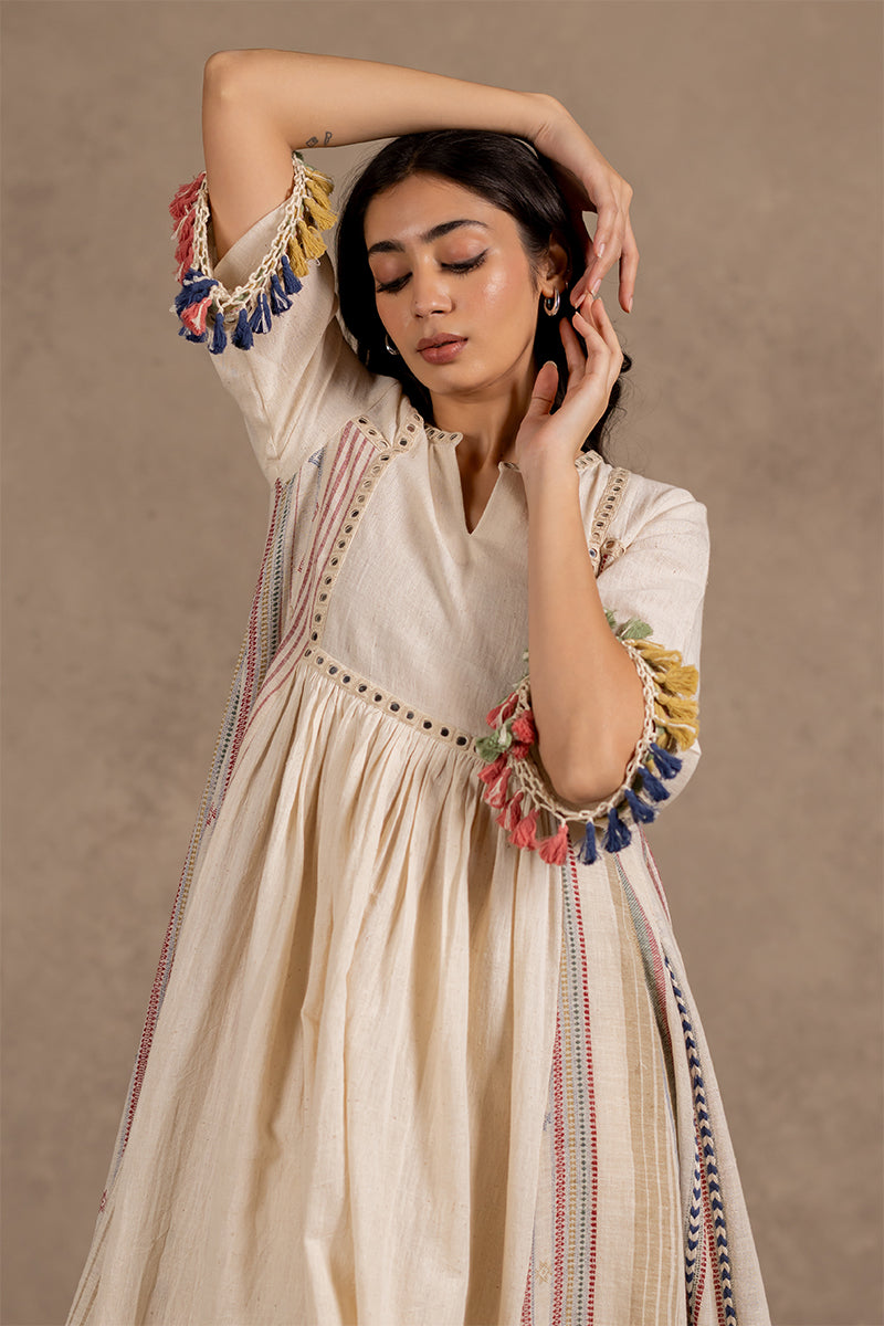Kala Cotton Mirror Line Yoke Flared Tunic