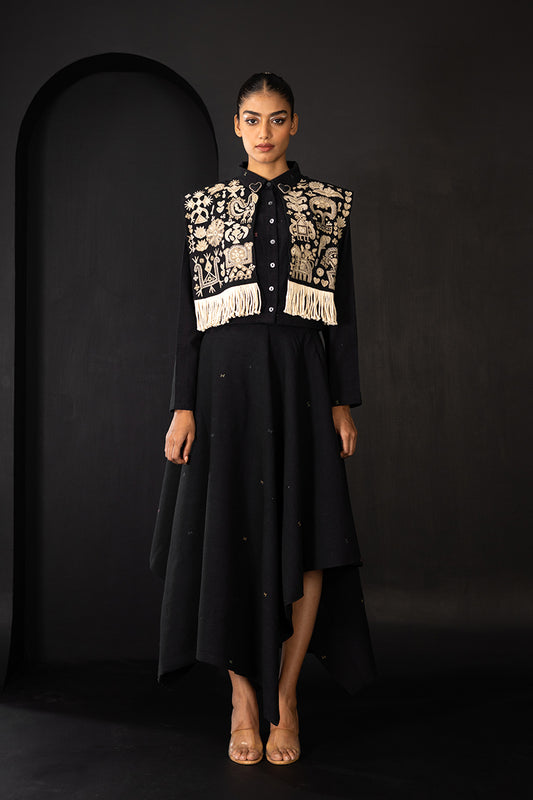 Asymmetrical black skirt