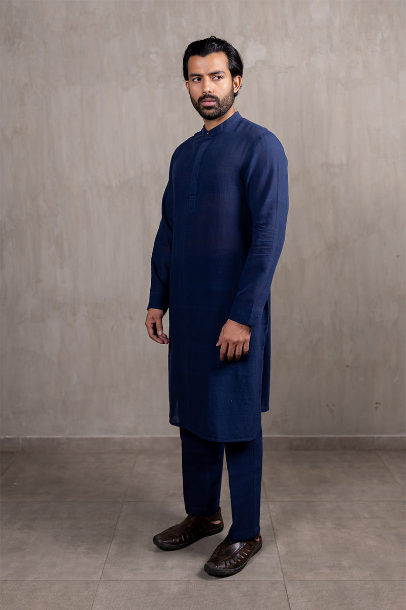 Indigo Handwoven Khadi Kurta
