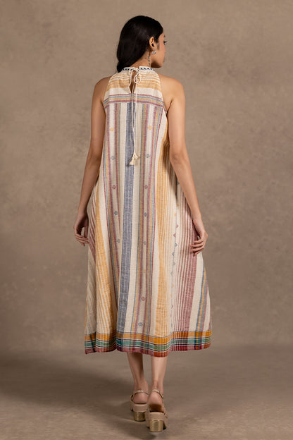 Off White Kala Cotton Tassel Dress