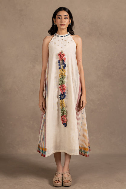 Off White Kala Cotton Tassel Dress