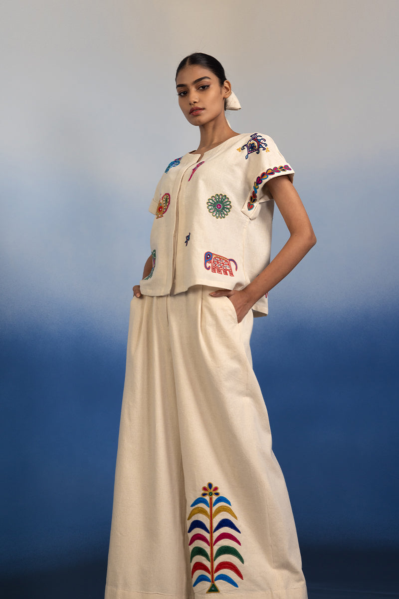 Embroidered flare pant