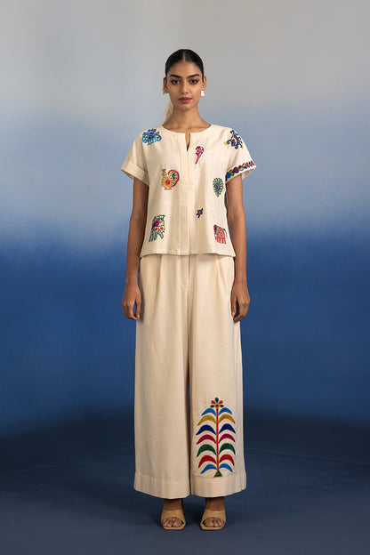 Embroidered flare pant