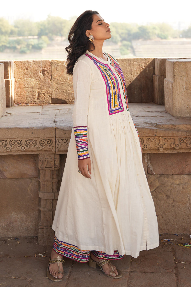 Katab embroidered kurta in ivory