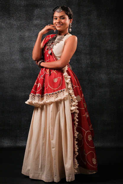Moti - Off-white Khadi Chaniya
