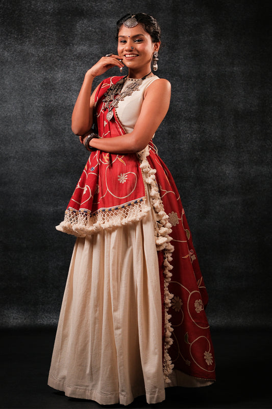 Moti - Off-white Khadi Chaniya