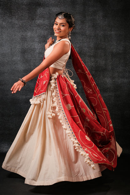 Moti - Off-white Khadi Chaniya