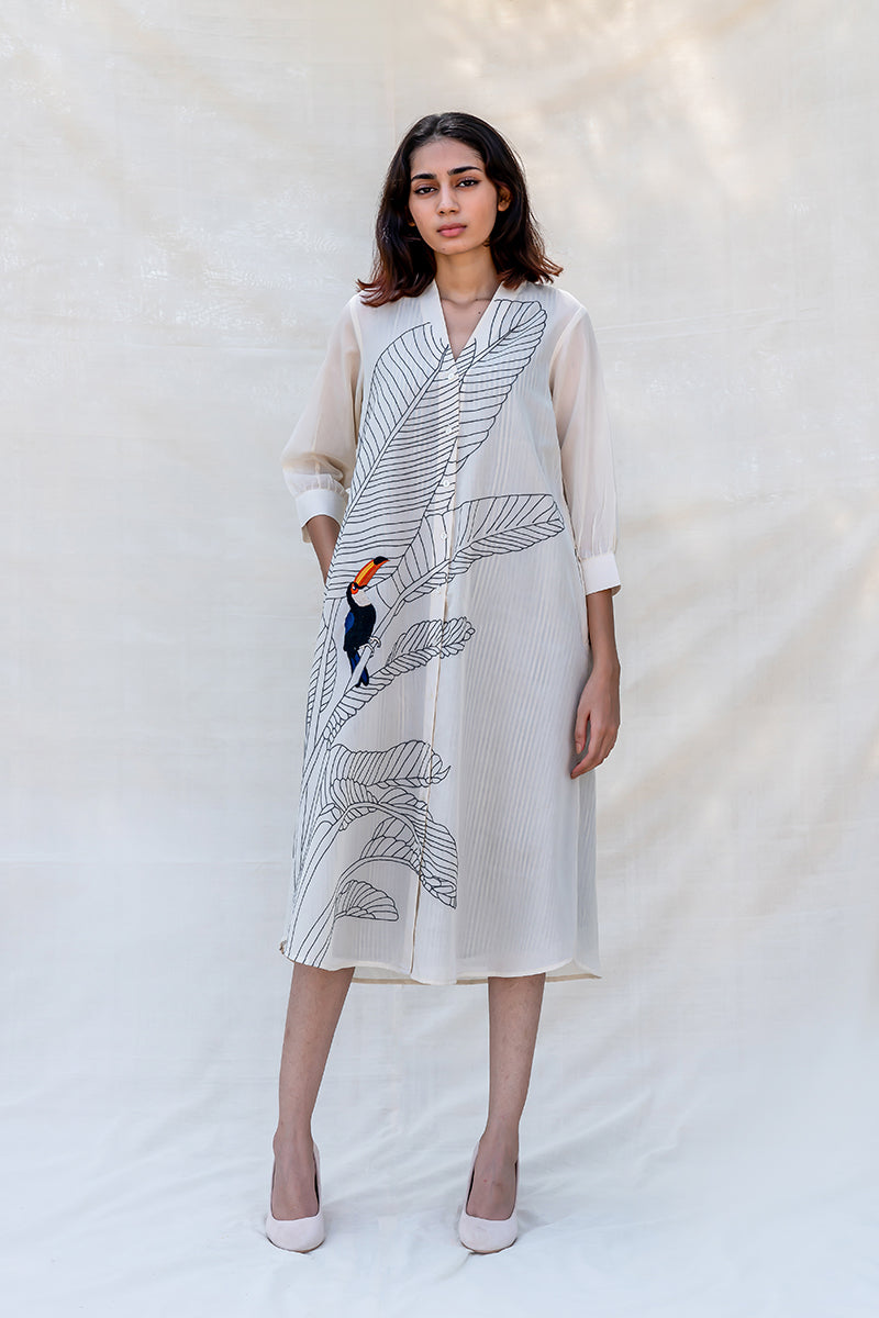 Between Leaves and Wings Shirt Dress