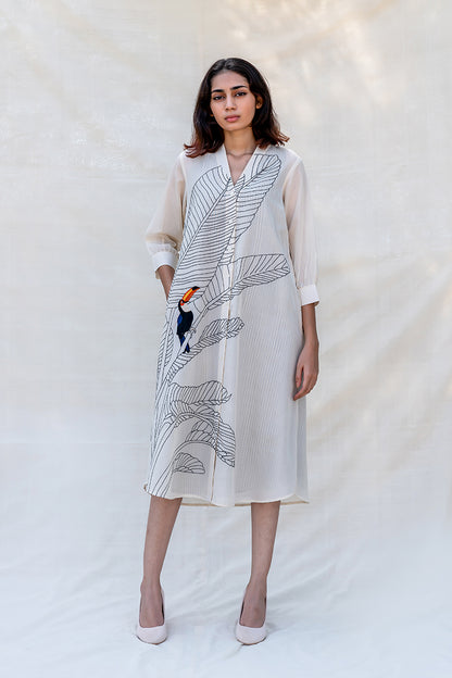 Between Leaves and Wings Shirt Dress