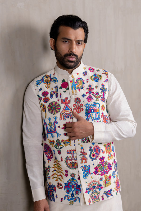 Ahir Men's Hand Embroidered Bandhgala