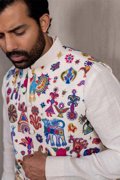 Ahir Men's Hand Embroidered Bandhgala