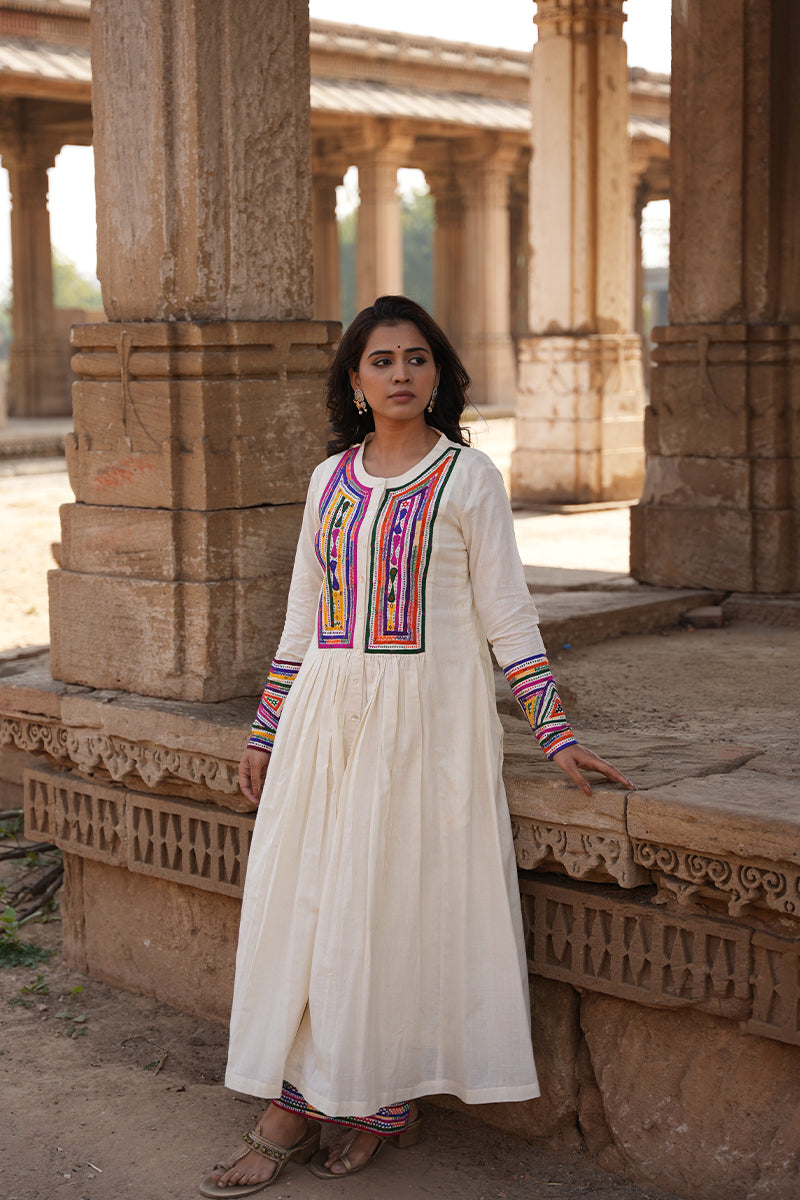 Katab embroidered kurta in ivory