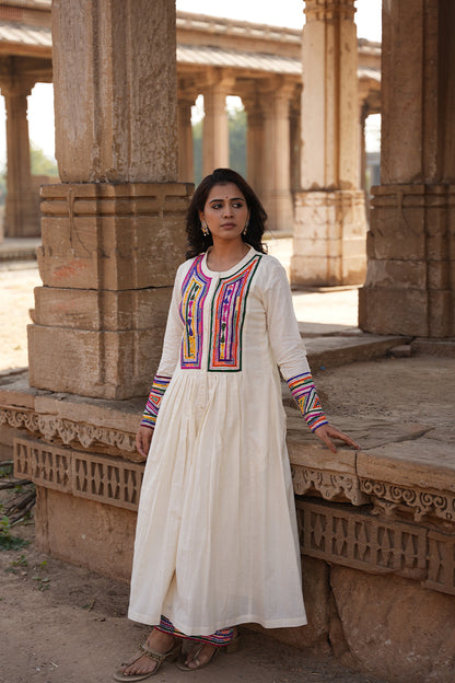Katab embroidered kurta in ivory