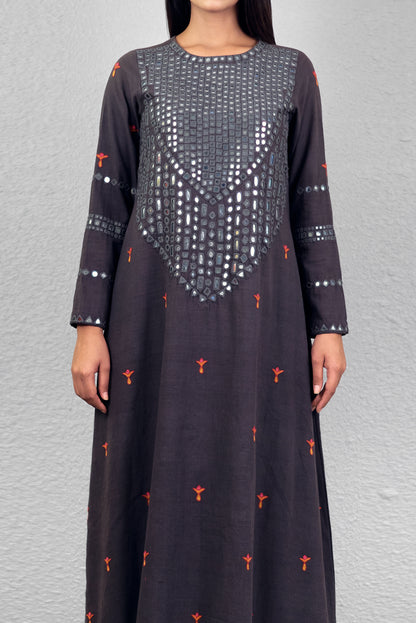 Grey abha toran yoke kurta